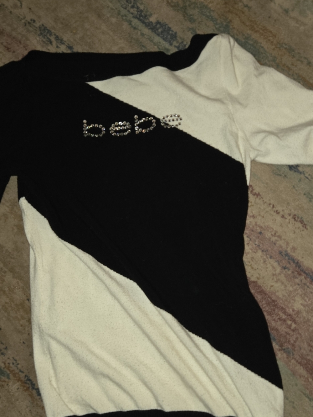bebe Black and White Logo Pullover